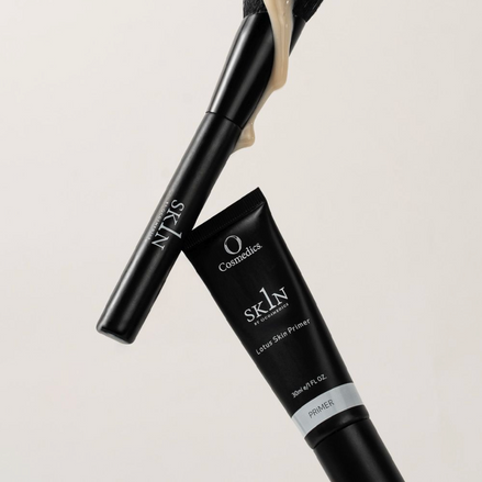 O Cosmedics 1Skin Lotus Primer with applicator on a light gray background