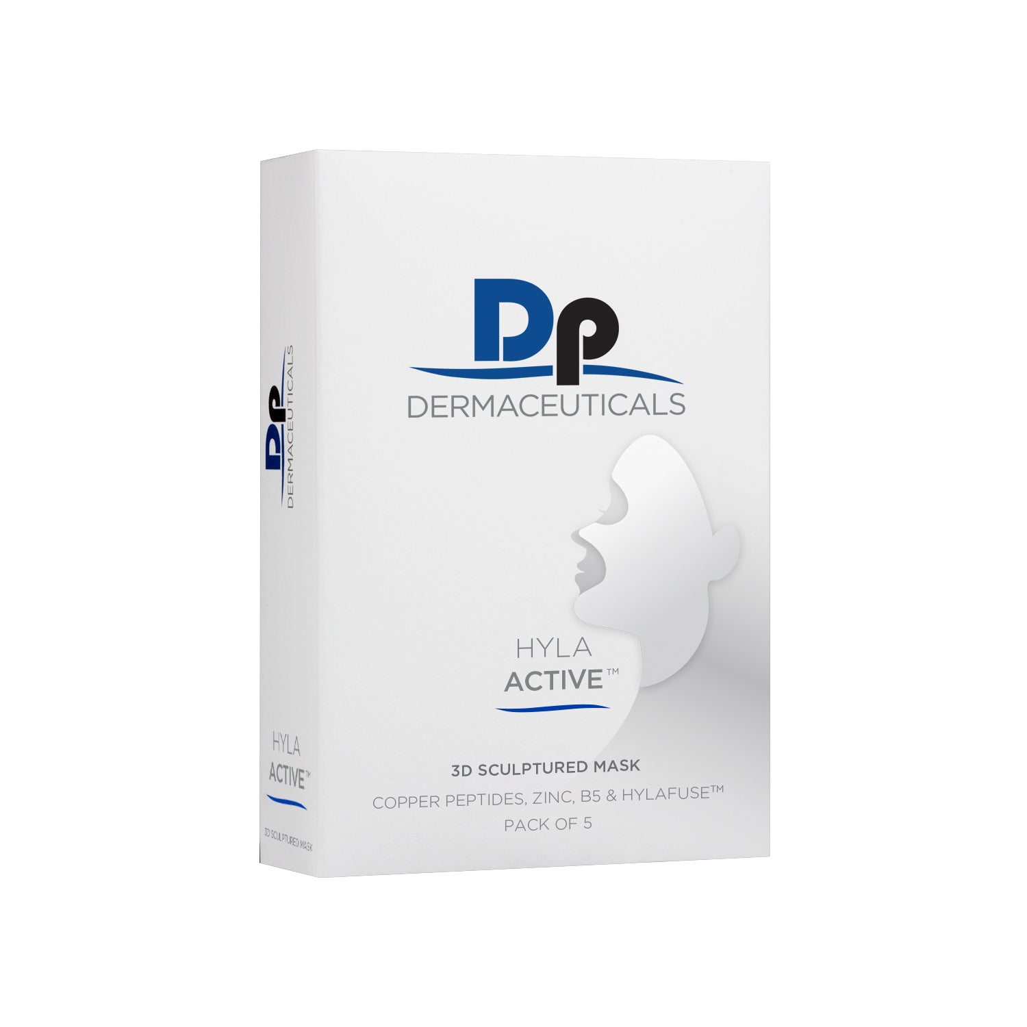 DP Dermaceuticals Hyla Active 3D sculptured mask packaging on a white background