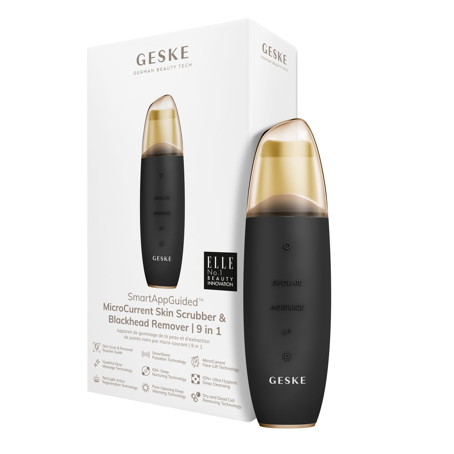 GESKE MicroCurrent Skin Scrubber & Blackhead Remover 9 in1