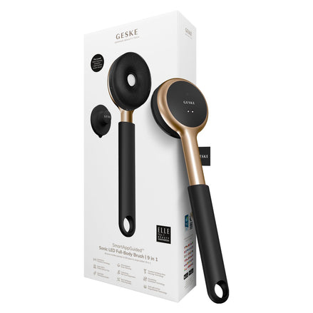 Geske sonic LED full-body brush with packaging on a white background