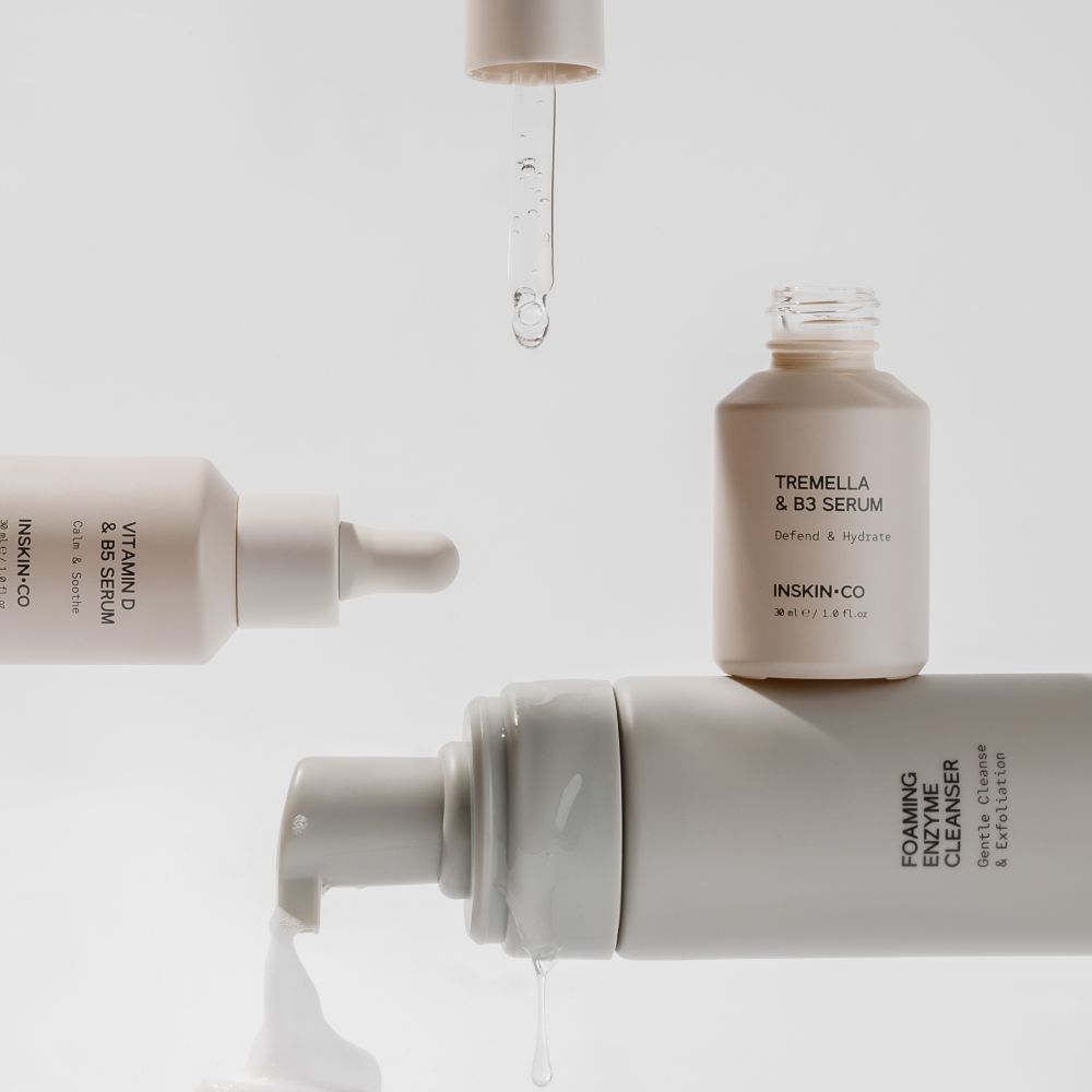 Calm Skin Kit including a serum and cleanser on a white background