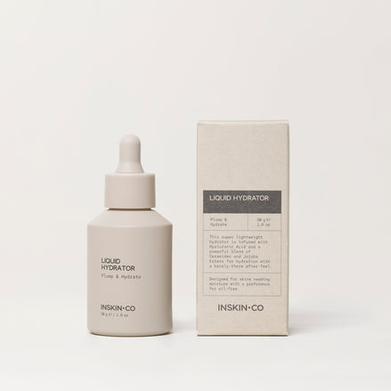 Inskin.Co Liquid Hydrator bottle and packaging on a white background