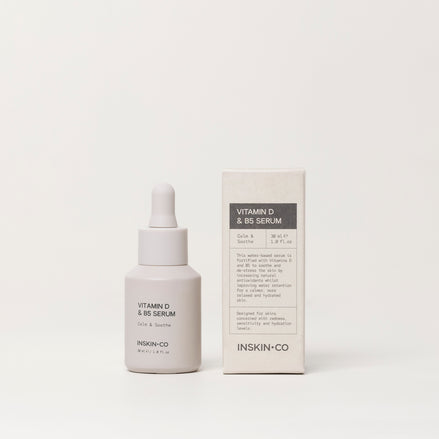Inskin Co Vitamin D & B5 Serum bottle and packaging on a white background