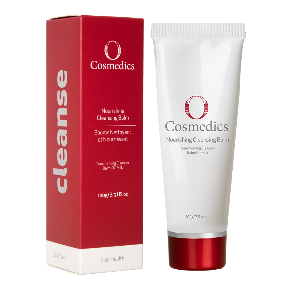 OCosmetics Nourishing Cleasnsing Balm packaging with red and white design featuring 'O Cosmedics' branding.