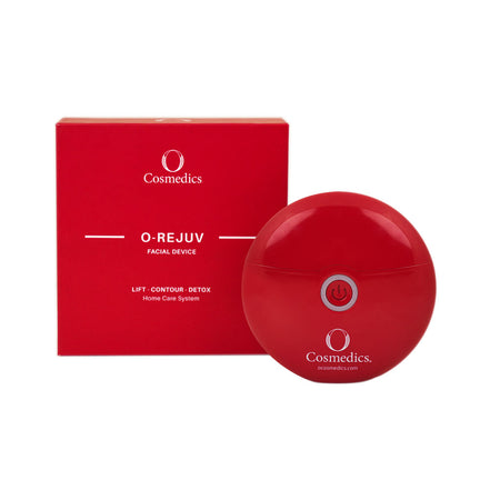 O Cosmedics Red 'O-Rejuv' facial device with packaging on a white background