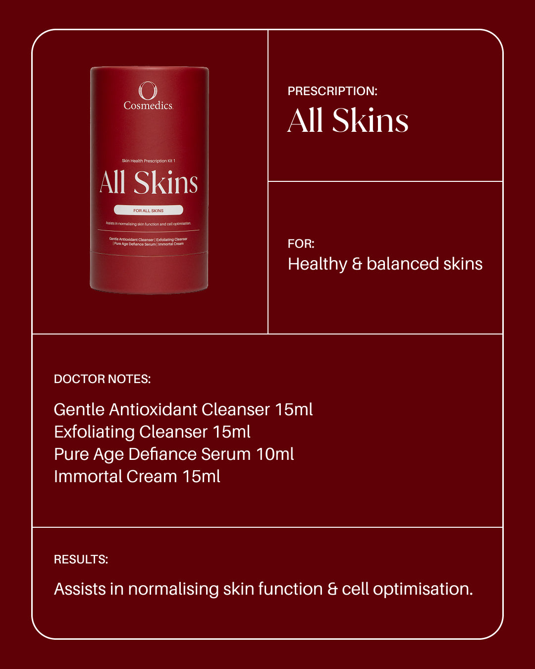 O Cosmedics Skin Health Prescription Kit 1 - All Skins